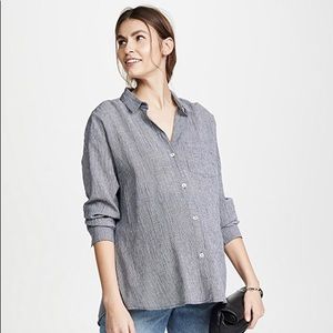 Hatch Boyfriend Shirt in Navy Gingham